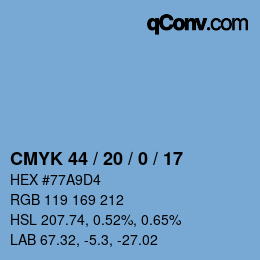 Color code: CMYK 44 / 20 / 0 / 17 | qconv.com
