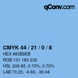 Color code: CMYK 44 / 21 / 0 / 8 | qconv.com
