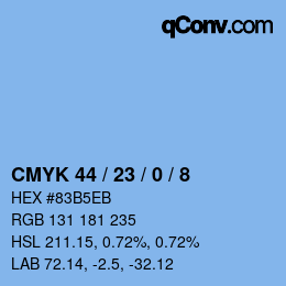 Color code: CMYK 44 / 23 / 0 / 8 | qconv.com