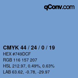 Code couleur: CMYK 44 / 24 / 0 / 19 | qconv.com
