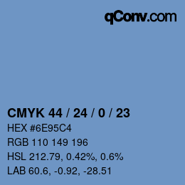 Color code: CMYK 44 / 24 / 0 / 23 | qconv.com