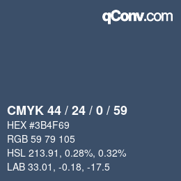Color code: CMYK 44 / 24 / 0 / 59 | qconv.com