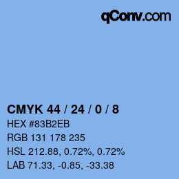 カラーコード: CMYK 44 / 24 / 0 / 8 | qconv.com