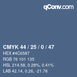 カラーコード: CMYK 44 / 25 / 0 / 47 | qconv.com