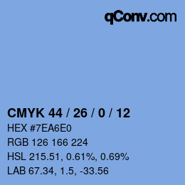 颜色代码: CMYK 44 / 26 / 0 / 12 | qconv.com