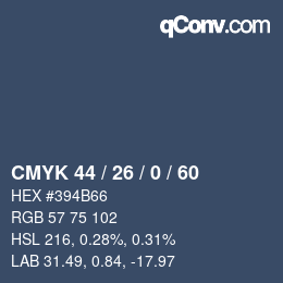 Código de color: CMYK 44 / 26 / 0 / 60 | qconv.com