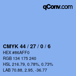 Color code: CMYK 44 / 27 / 0 / 6 | qconv.com