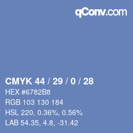 Color code: CMYK 44 / 29 / 0 / 28 | qconv.com