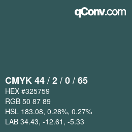 Color code: CMYK 44 / 2 / 0 / 65 | qconv.com