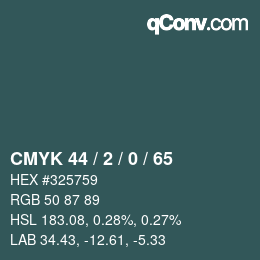 カラーコード: CMYK 44 / 2 / 0 / 65 | qconv.com