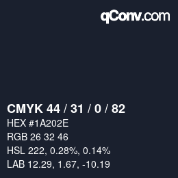 Color code: CMYK 44 / 31 / 0 / 82 | qconv.com