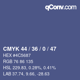 Color code: CMYK 44 / 36 / 0 / 47 | qconv.com