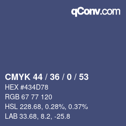 Color code: CMYK 44 / 36 / 0 / 53 | qconv.com