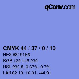 Color code: CMYK 44 / 37 / 0 / 10 | qconv.com