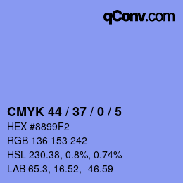 Color code: CMYK 44 / 37 / 0 / 5 | qconv.com