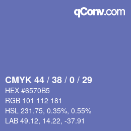カラーコード: CMYK 44 / 38 / 0 / 29 | qconv.com