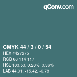 カラーコード: CMYK 44 / 3 / 0 / 54 | qconv.com