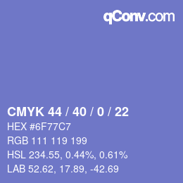 Color code: CMYK 44 / 40 / 0 / 22 | qconv.com