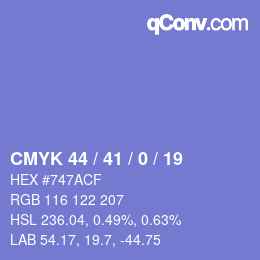 Color code: CMYK 44 / 41 / 0 / 19 | qconv.com