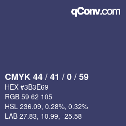 颜色代码: CMYK 44 / 41 / 0 / 59 | qconv.com
