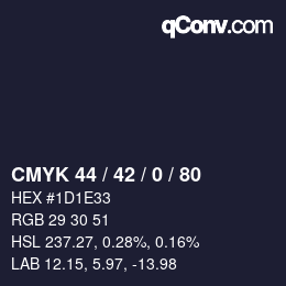 Color code: CMYK 44 / 42 / 0 / 80 | qconv.com