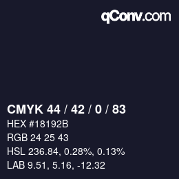 Color code: CMYK 44 / 42 / 0 / 83 | qconv.com