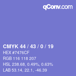 Color code: CMYK 44 / 43 / 0 / 19 | qconv.com