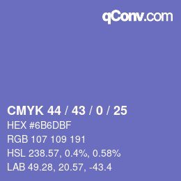 Color code: CMYK 44 / 43 / 0 / 25 | qconv.com