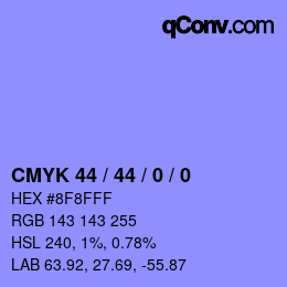 カラーコード: CMYK 44 / 44 / 0 / 0 | qconv.com