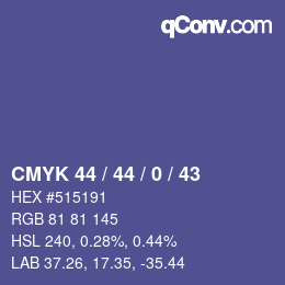 颜色代码: CMYK 44 / 44 / 0 / 43 | qconv.com