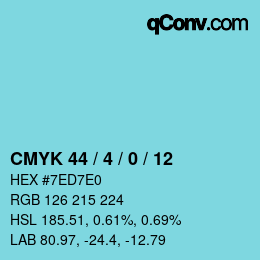 カラーコード: CMYK 44 / 4 / 0 / 12 | qconv.com