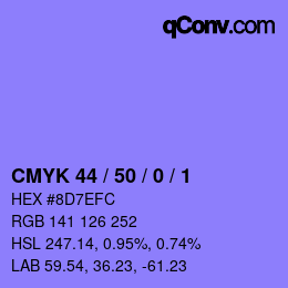 颜色代码: CMYK 44 / 50 / 0 / 1 | qconv.com