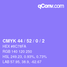 Color code: CMYK 44 / 52 / 0 / 2 | qconv.com