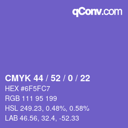 Color code: CMYK 44 / 52 / 0 / 22 | qconv.com