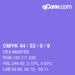 Color code: CMYK 44 / 52 / 0 / 9 | qconv.com