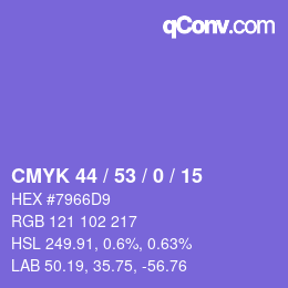 Color code: CMYK 44 / 53 / 0 / 15 | qconv.com