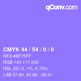 Farbcode: CMYK 44 / 54 / 0 / 0 | qconv.com