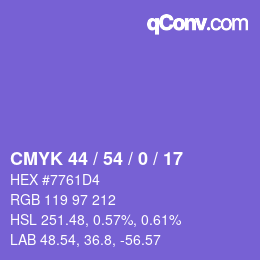 Color code: CMYK 44 / 54 / 0 / 17 | qconv.com