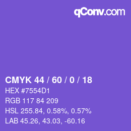 Color code: CMYK 44 / 60 / 0 / 18 | qconv.com
