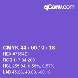 Color code: CMYK 44 / 60 / 0 / 18 | qconv.com