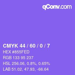 Color code: CMYK 44 / 60 / 0 / 7 | qconv.com