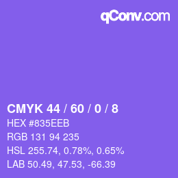 カラーコード: CMYK 44 / 60 / 0 / 8 | qconv.com