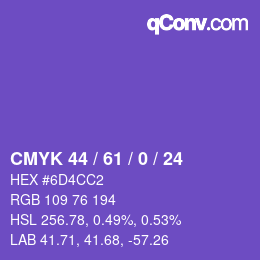 Farbcode: CMYK 44 / 61 / 0 / 24 | qconv.com