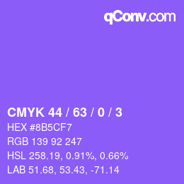 颜色代码: CMYK 44 / 63 / 0 / 3 | qconv.com