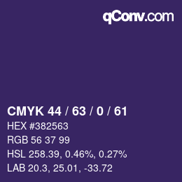 Farbcode: CMYK 44 / 63 / 0 / 61 | qconv.com