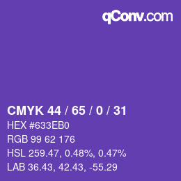 Color code: CMYK 44 / 65 / 0 / 31 | qconv.com