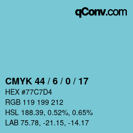 カラーコード: CMYK 44 / 6 / 0 / 17 | qconv.com