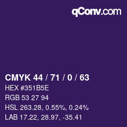 Color code: CMYK 44 / 71 / 0 / 63 | qconv.com
