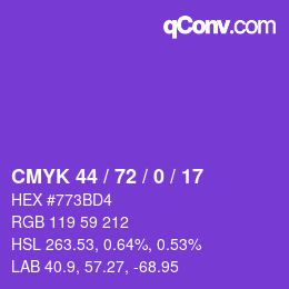 Farbcode: CMYK 44 / 72 / 0 / 17 | qconv.com