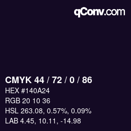 Color code: CMYK 44 / 72 / 0 / 86 | qconv.com